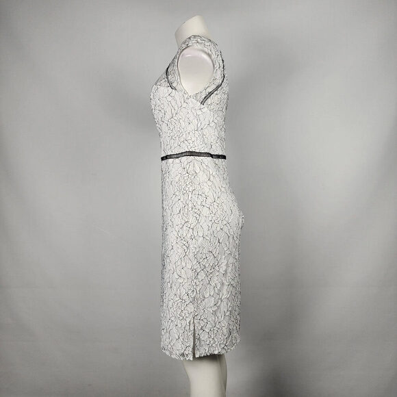 DB Studio David's Bridal White Floral Lace Sheath Dress Size 10 - Picture 6 of 15